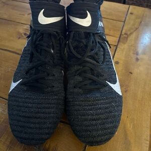 Nike Alpha Fly Knit Control 360 Size 11.5 w/ Cleats Black White Men's Football